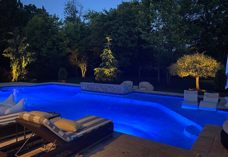 pool and lights at night