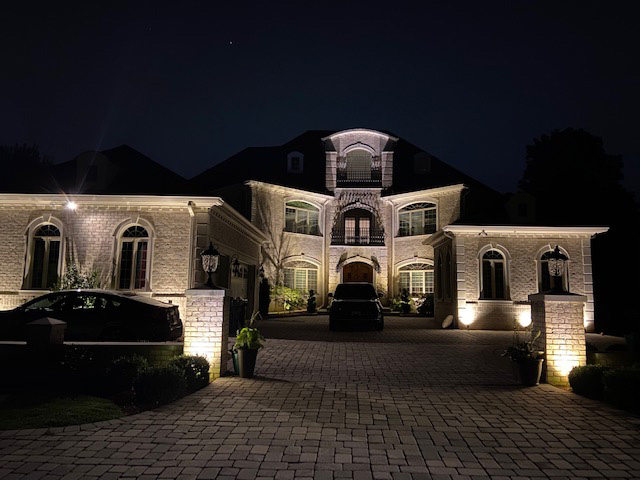 outdoor lighting, house at night