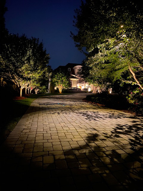 path, beautiful lighting and house at night